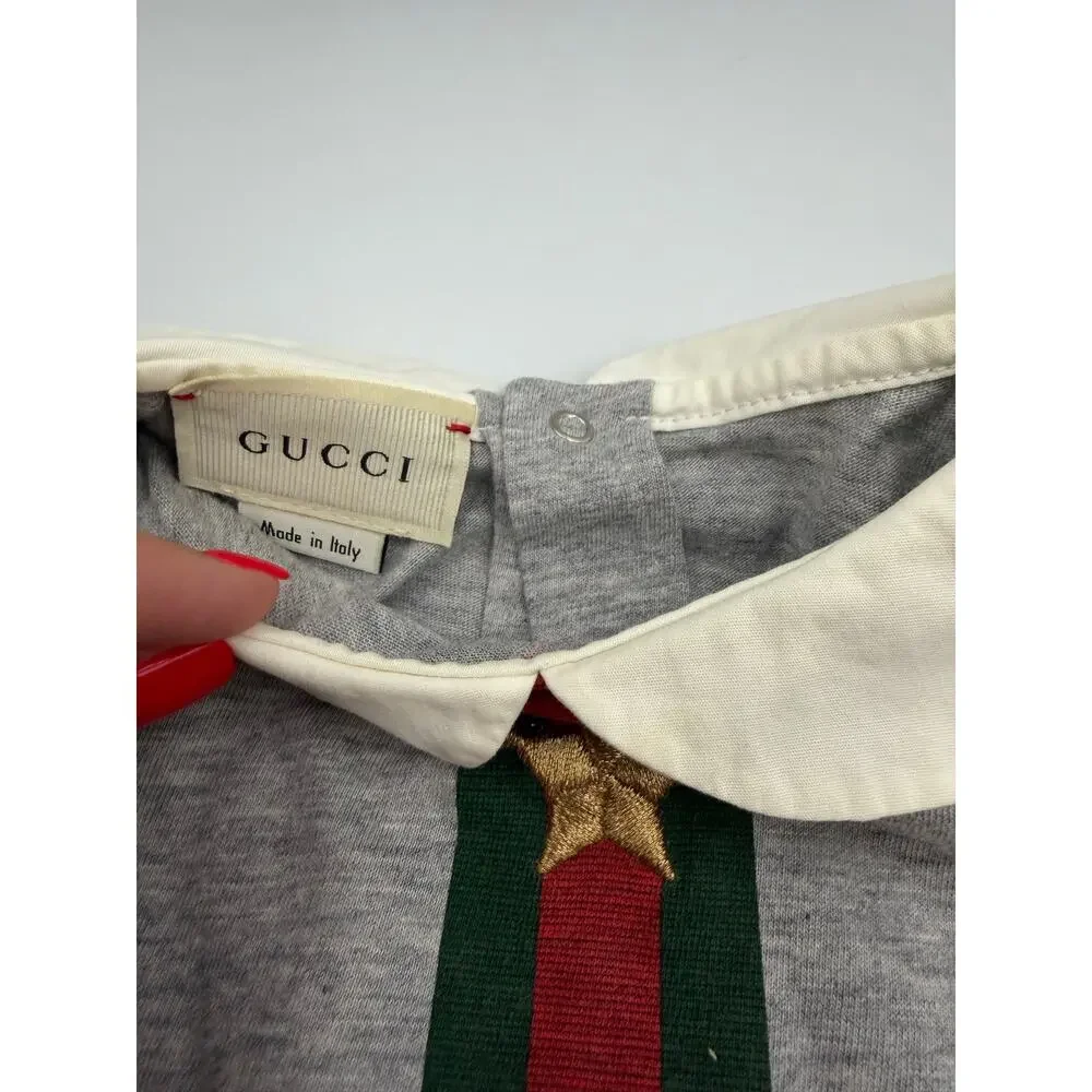 Gucci baby romper signature web stripe collared 9/12m
